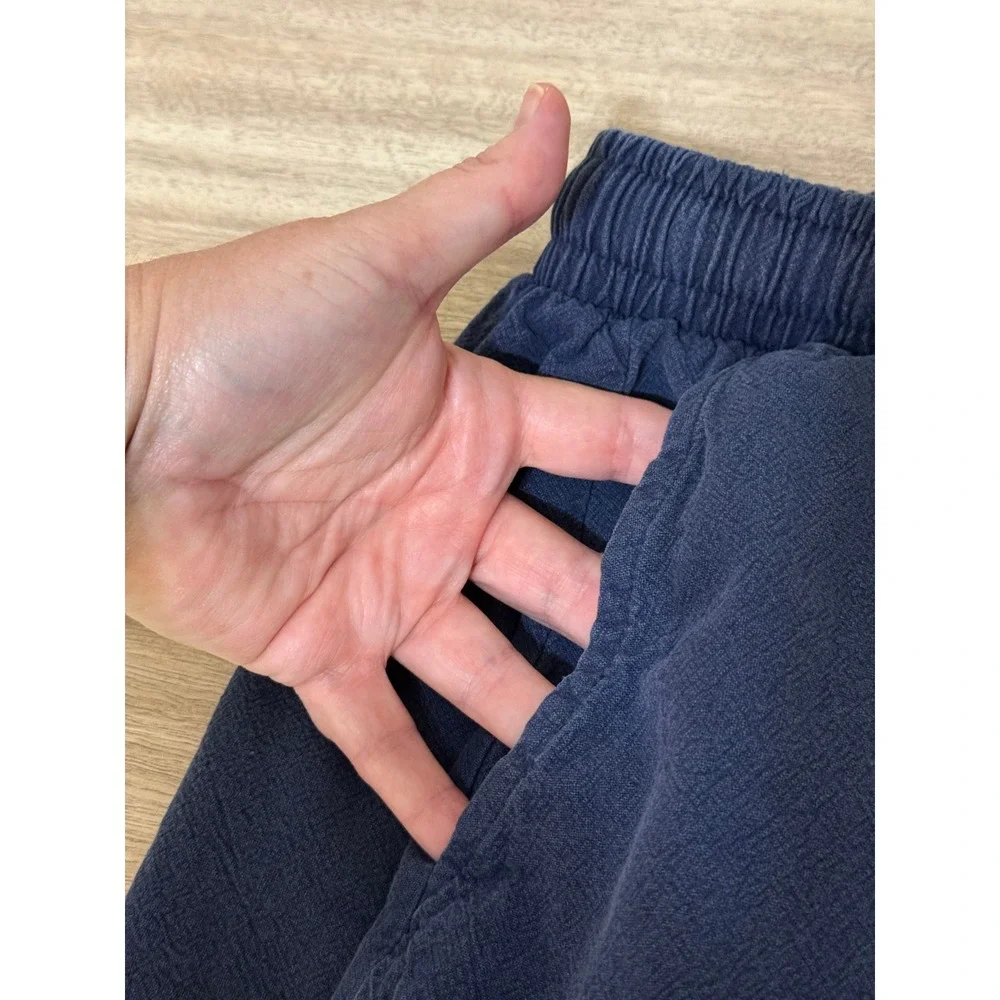 Kidōrim Men Joggers Med Navy Blue Drop Crotch Harem Pants Zen Boho Streetwear